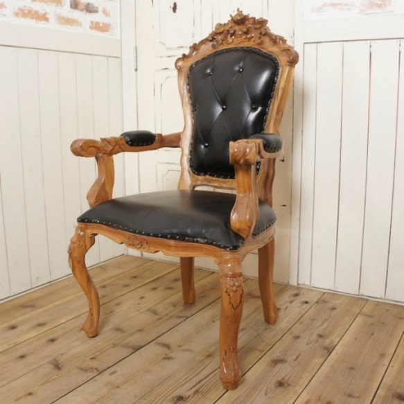 アンティーク風 木製彫刻椅子