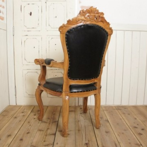 チーク レザー ダイニングチェア 革張り アンティーク