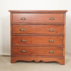 アンティーク調 マホガニー無垢 4段 チェスト 箪笥 タンス 引き出し4杯