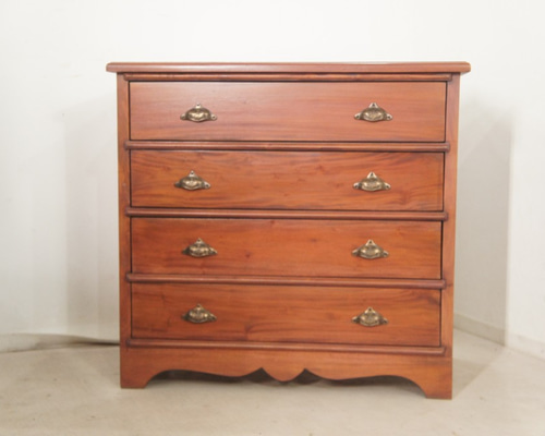 アンティーク調 マホガニー無垢 4段 チェスト 箪笥 タンス 引き出し4杯