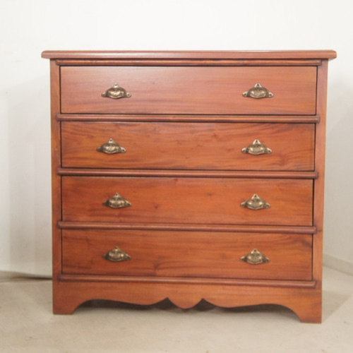 アンティーク調 マホガニー無垢 4段 チェスト 箪笥 タンス 引き出し4杯