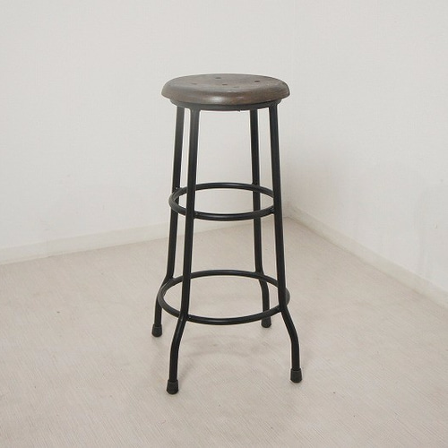 ★IRON STOOL インダストリアル　アイアン　鉄×無垢材　丸椅子　古材ネジ スツール 椅子 アイアン 古材 スタッキング ダイニング サイド