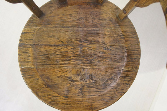 アウトレット オールドチーク無垢材 古材 回転アームチェア リベット付 銘木 椅子 4枚目の画像