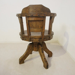 アウトレット オールドチーク無垢材 古材 回転アームチェア リベット付 銘木 椅子 5枚目の画像