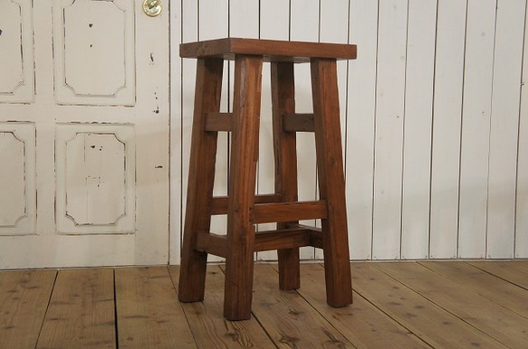 オールドチーク 古材 無垢 カウンターチェア スツール 椅子 銘木 天然木 イス 木製 1枚目の画像