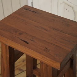 オールドチーク 古材 無垢 カウンターチェア スツール 椅子 銘木 天然木 イス 木製 2枚目の画像