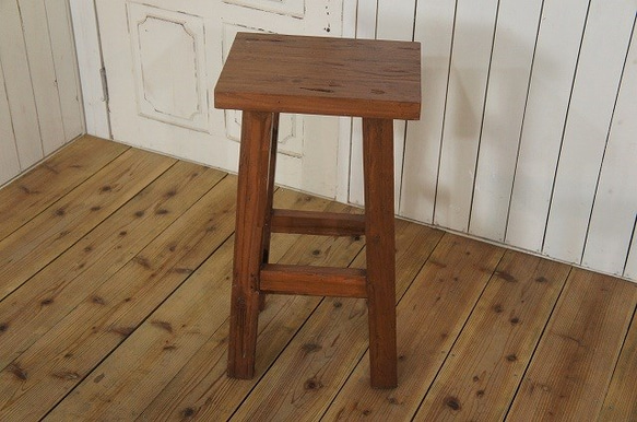 オールドチーク 古材 無垢 カウンターチェア スツール 椅子 銘木 天然木 イス 木製 3枚目の画像