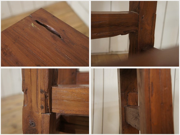 オールドチーク 古材 無垢 カウンターチェア スツール 椅子 銘木 天然木 イス 木製 5枚目の画像