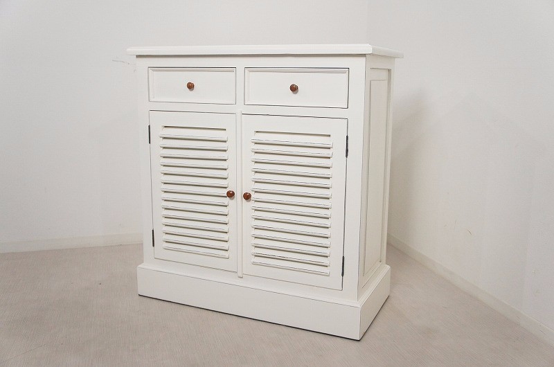 【期間限定10％OFF】アンティーク調 マホガニー レジカウンター  サイドボード ルーバー ホワイト oth228