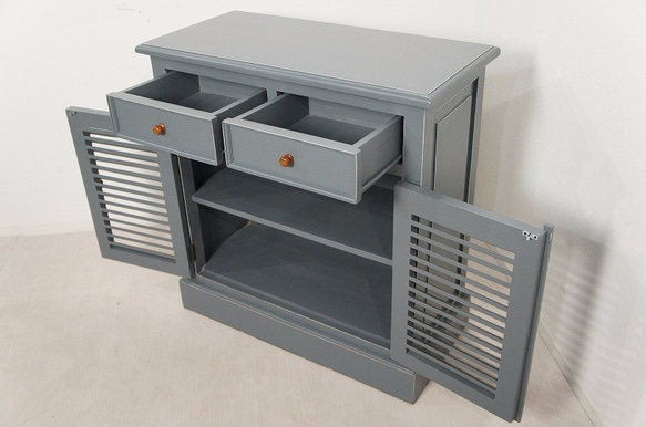 アンティーク調  無垢材 レジカウンター テーブル サイドボード 収納棚 レジ台 店舗什器 グレー　oth228 3枚目の画像