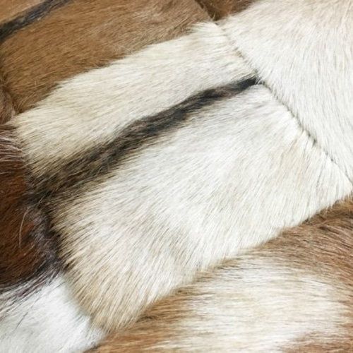 本毛皮 革 ハラコ パッチワーク レザークッション 茶系 クッション