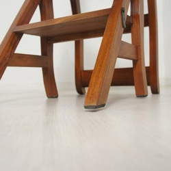 2WAY 銘木マホガニー 無垢材 ステップ チェア 踏み台 木製 椅子 脚立 ダーク 4枚目の画像