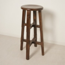 レトロ 古木 チーク無垢材 カウンター チェア ハイタイプ スツール 木製椅子 cha0131 1枚目の画像