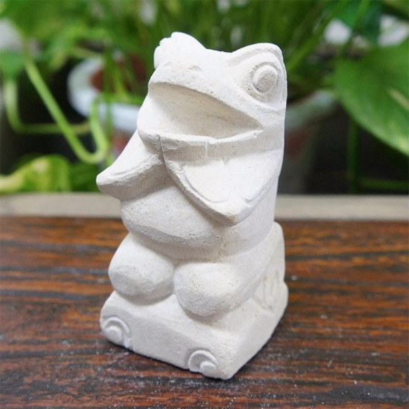 パラス石 石彫り バリ島 アジアン オブジェ 置物 カエル 10cm