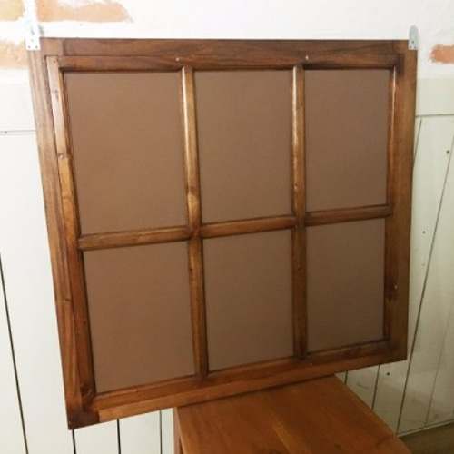 アンティーク調 木製窓枠 鏡 壁掛けミラー ナチュラル 6枠 mir001