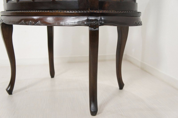 アンティーク調 展示品 オーバル ティーテーブル 猫脚 マホガニー 無垢 コーヒーテーブル ダーク 7枚目の画像