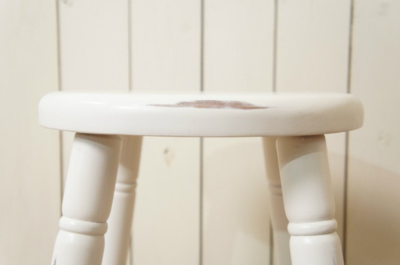 英国アンティーク調 西洋 スツール マホガニー無垢材 丸椅子 シャビー ホワイト　cha155 4枚目の画像