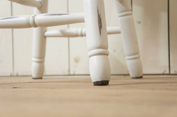 英国アンティーク調 西洋 スツール マホガニー無垢材 丸椅子 シャビー ホワイト　cha155 6枚目の画像