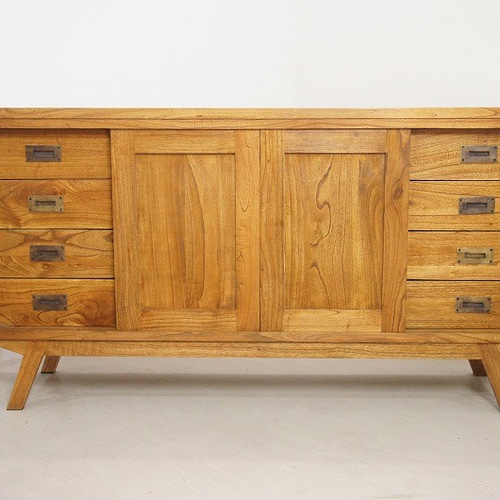 最安値】アンティーク調 スライド サイドボード チェスト 無垢 北欧