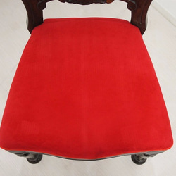 アンティーク調 バルーンバック チェア 椅子 マホガニー無垢 赤 ダーク 5枚目の画像