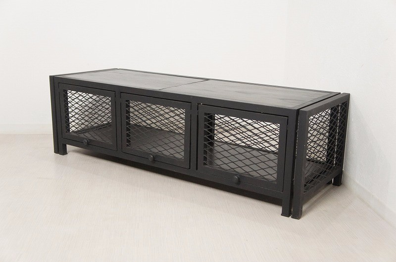 工業系インダストリアル アイアン テレビキャビネット W120 ダーク　aan011