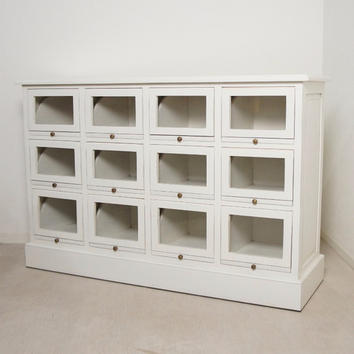 アンティーク調 シューズラック ショーケース カウンター 引出し12杯