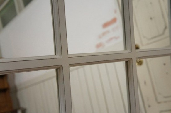 アンティーク調 木製窓枠 鏡 壁掛けミラー  6枠 ホワイト mir001 4枚目の画像