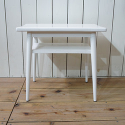 北欧アンティーク調 木製 サイドテーブル ミンディ無垢 小 ホワイト 2枚目の画像
