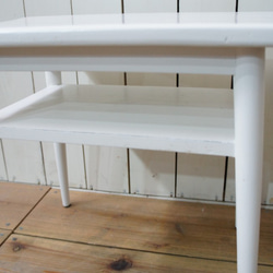 北欧アンティーク調 木製 サイドテーブル ミンディ無垢 小 ホワイト 5枚目の画像