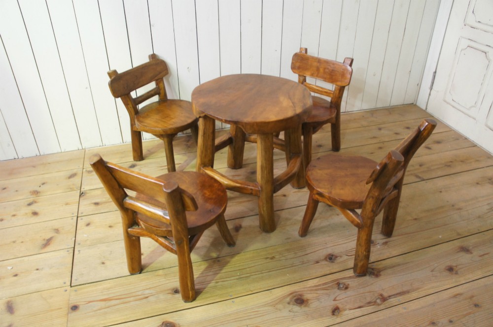 アンティーク調 キッズ用 チーク無垢 テーブル＆チェアセット oth104