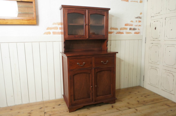 マホガニー家具】ディスプレイラック・キャビネット（猫脚/引出1杯）