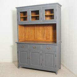 マホガニー調食器棚 最安値】マホガニー カップボードキャビネット 食器棚 W1250 グレー