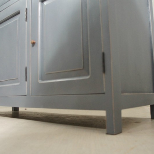 最安値】マホガニー カップボードキャビネット 食器棚 W1250 グレー