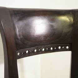 アンティーク調 キパスチェア ダイニングチェア 合皮座面 チーク 木製椅子 ダイニング カフェ ダークType2 3枚目の画像
