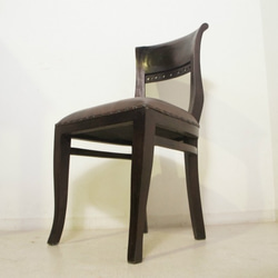 アンティーク調 キパスチェア ダイニングチェア 合皮座面 チーク 木製椅子 ダイニング カフェ ダークType2 6枚目の画像