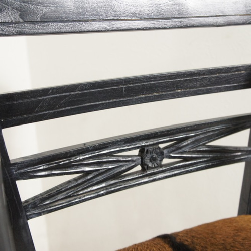 アンティーク調 ハラコ毛皮張 チーク アームチェア #5 椅子（チェアー