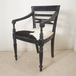 本革 牛革アームチェア ハラコ アンティーク 水牛ハラコ 本革 牛革