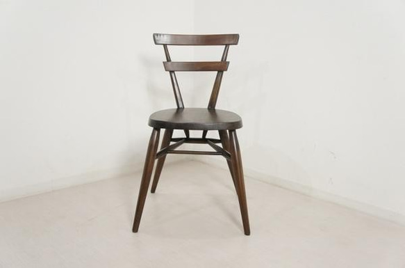 【2脚セット】アンティーク調 ダブルバーバック チェア 無垢 木製椅子 カントリー ダーク 3枚目の画像