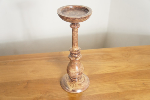 アンティーク調 木製 キャンドルスタンド 蝋燭立 燭台 L type2 2枚目の画像