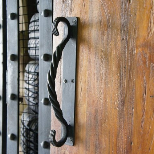 アンティーク調 スパイラル 扉 ドアハンドル アイアン 鉄製 取手 黒 錆