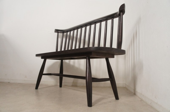 【送料無料】ミンディ無垢 背有 木製ベンチ 長椅子 カントリー家具 W120 ダーク 5枚目の画像