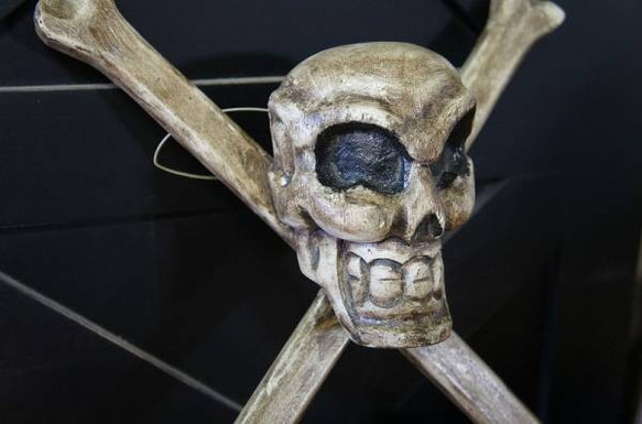 ハンドメイド 木製 オブジェ 海賊マーク ドクロ 髑髏 スカル