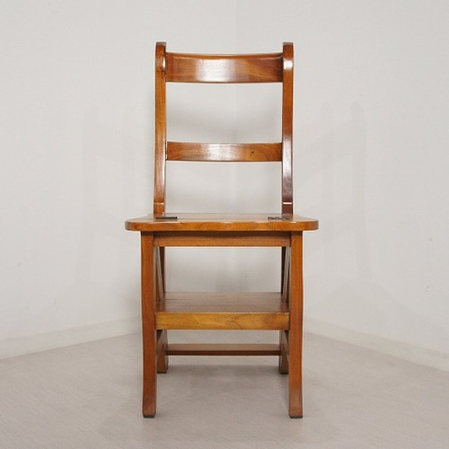 銘木マホガニー 無垢材 ステップ チェア 踏み台 木製 椅子 脚立 cha065