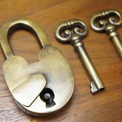 アンティーク調 真鍮製カギ パドロック 南京錠 鍵 レトロ 金物 ブラス