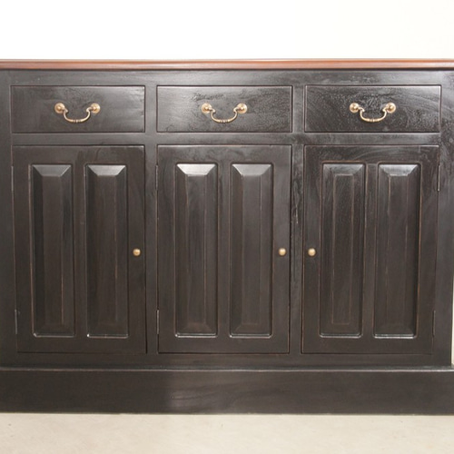 アンティーク調 レジカウンター幅125cm【ブラック×ウォルナット天板