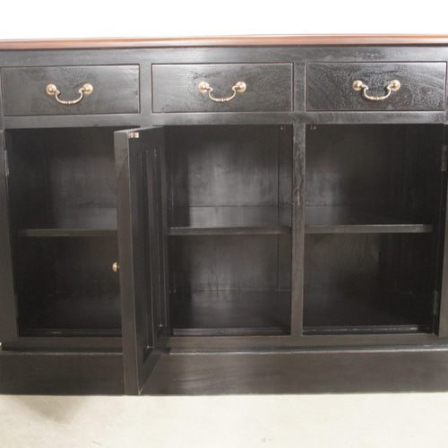 アンティーク調 レジカウンター幅125cm【ブラック×ウォルナット天板