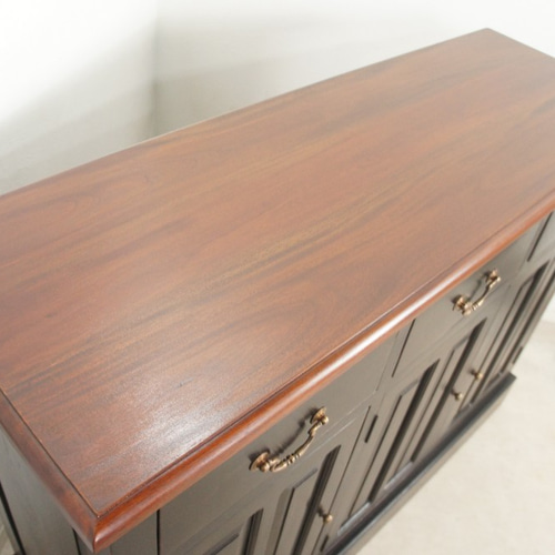 アンティーク調 レジカウンター幅125cm【ブラック×ウォルナット天板