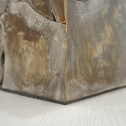 銘木 チーク ブロック スツール 椅子 天然木 無垢 キューブ 40cm ダークウォッシュ 5枚目の画像