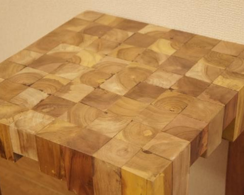 無垢 チークブロックスツールN 40x40cm 無垢 チークブロックスツールNW03 椅子 イス ベンチ チェア ナチュラル