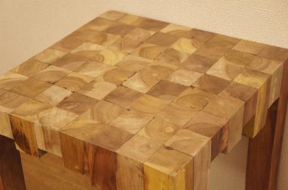 寄木ブロック スツール ナチュラル 椅子 銘木チーク 天然木 無垢 cha223 木材 SKC1497143714(11570円)